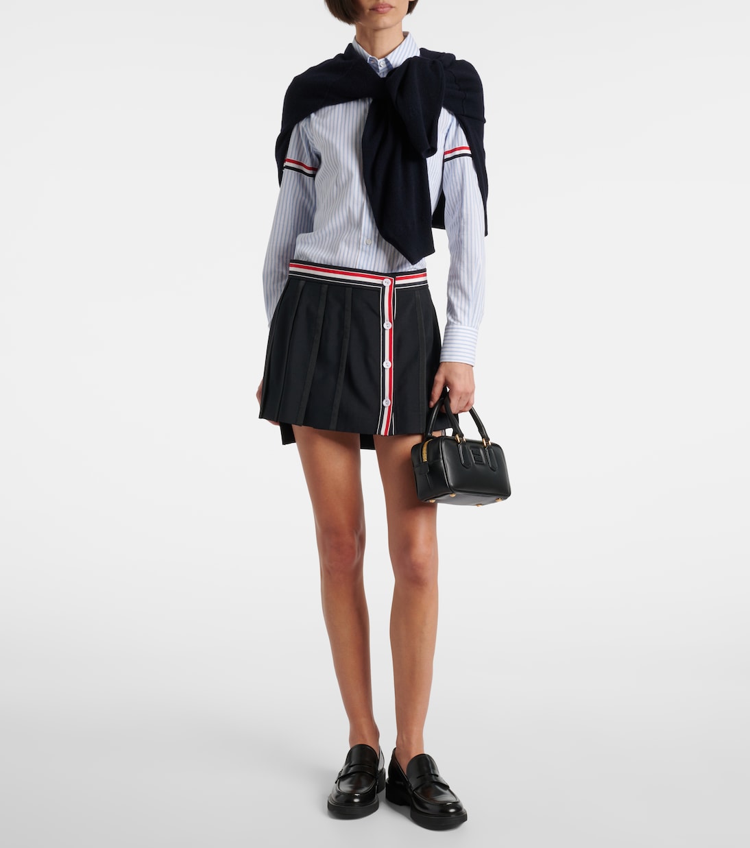 Asymmetric wool-blend miniskirt | Thom Browne