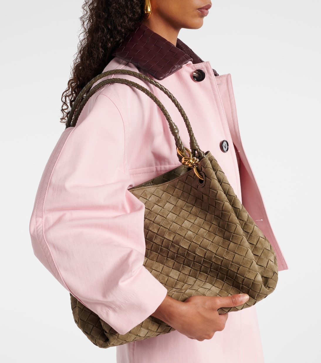 Parachute Intrecciato Large suede tote bag | Bottega Veneta
