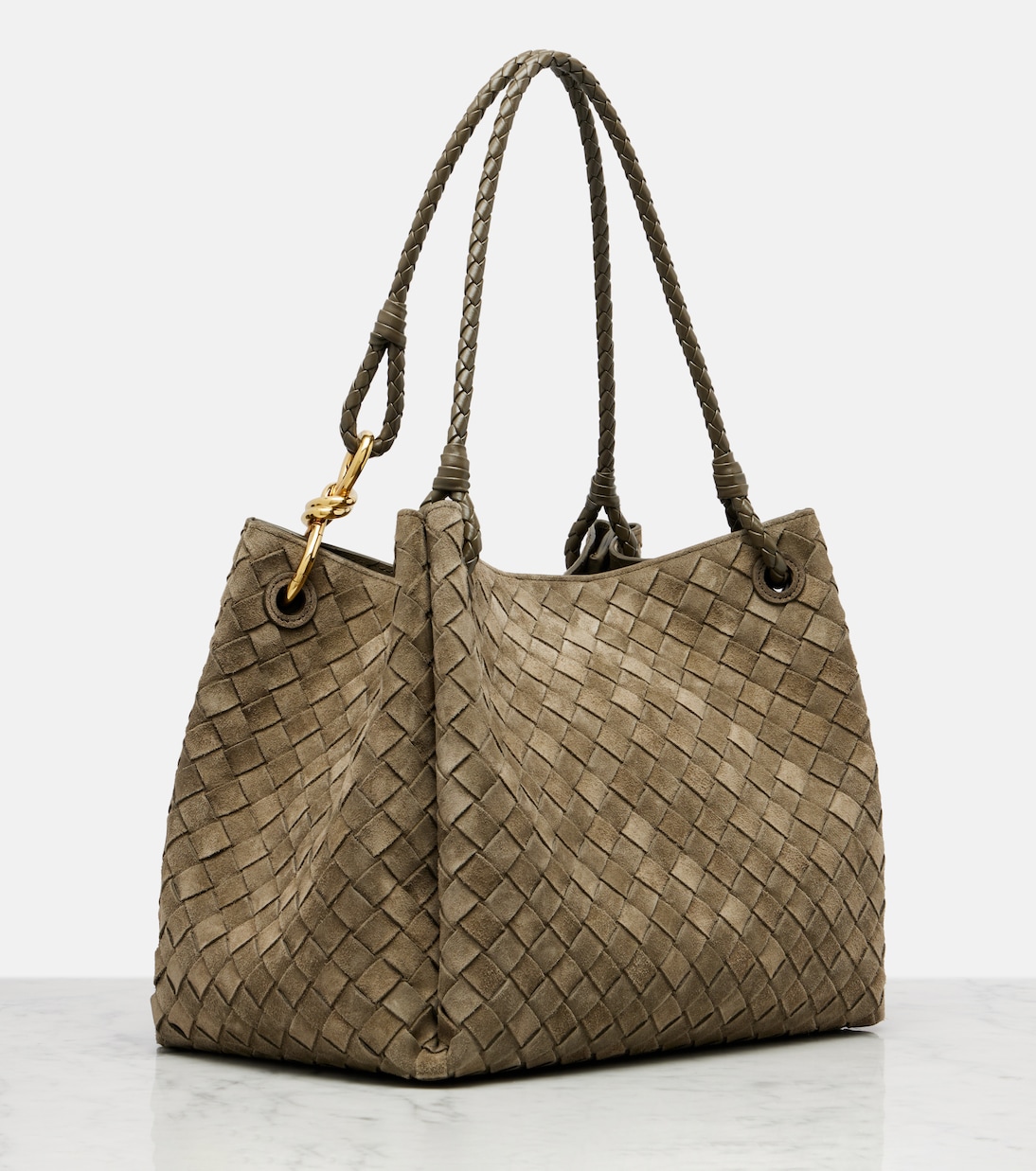 Parachute Intrecciato Large suede tote bag | Bottega Veneta