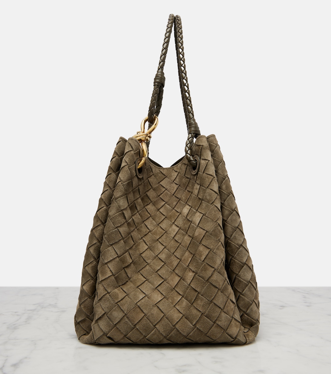 Parachute Intrecciato Large suede tote bag | Bottega Veneta