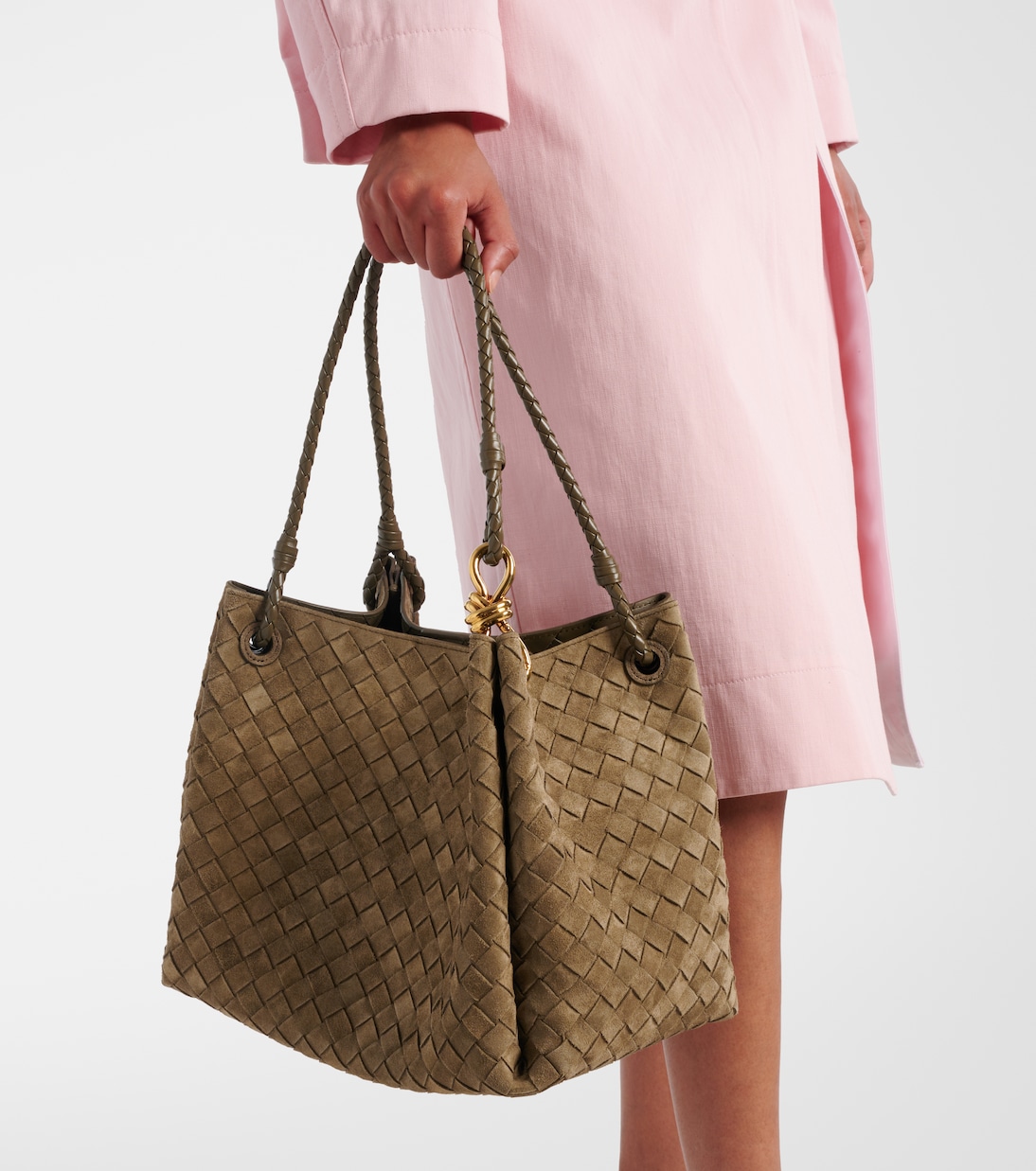Parachute Intrecciato Large suede tote bag | Bottega Veneta