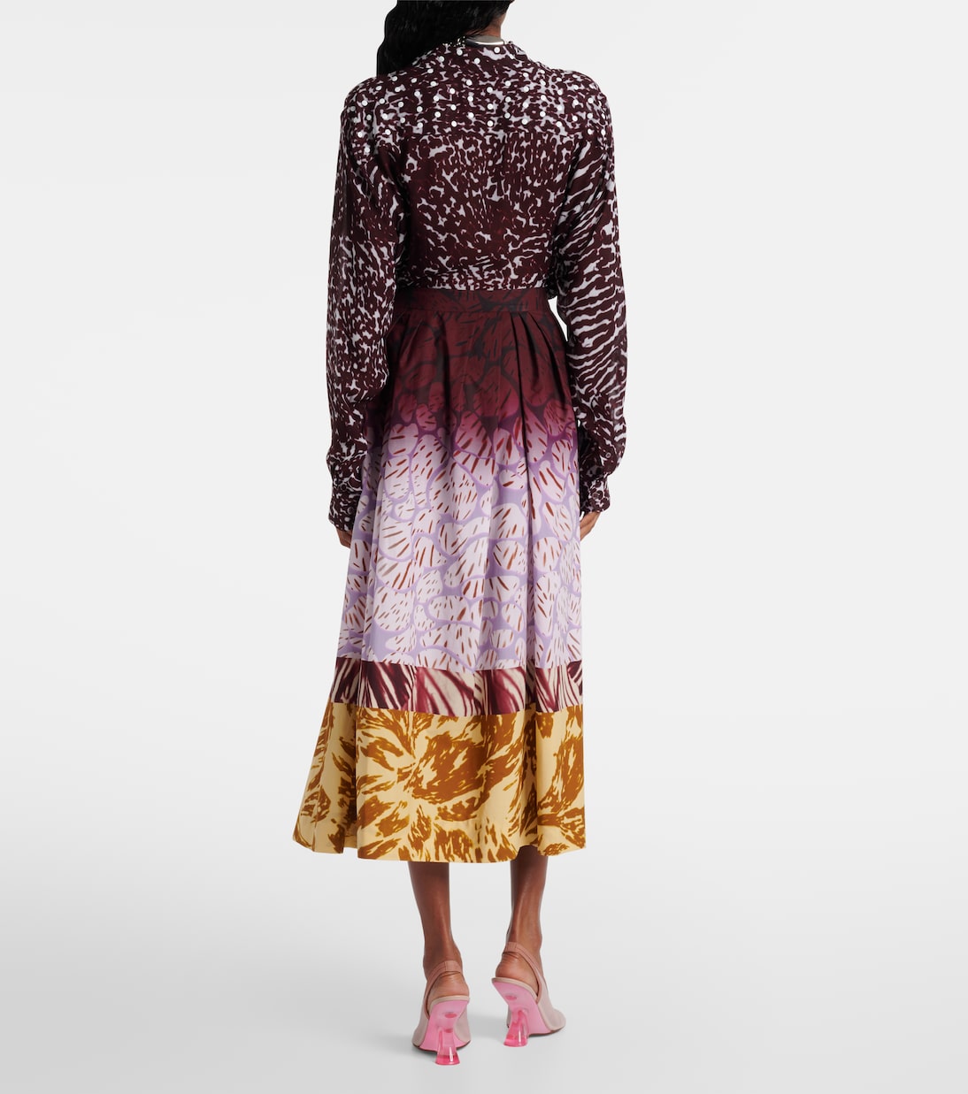 Falda larga de algodón estampada | Dries Van Noten