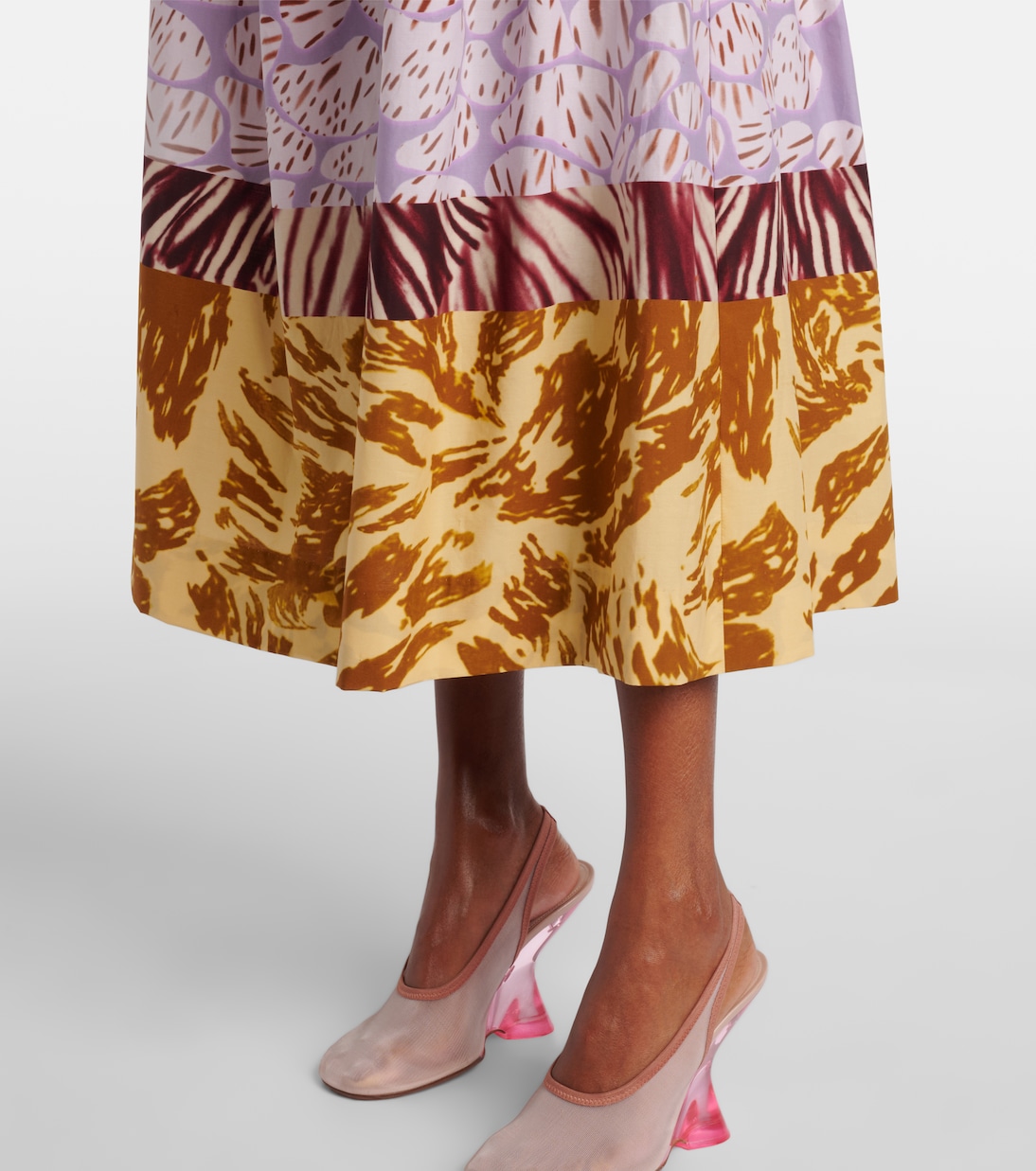 Falda larga de algodón estampada | Dries Van Noten
