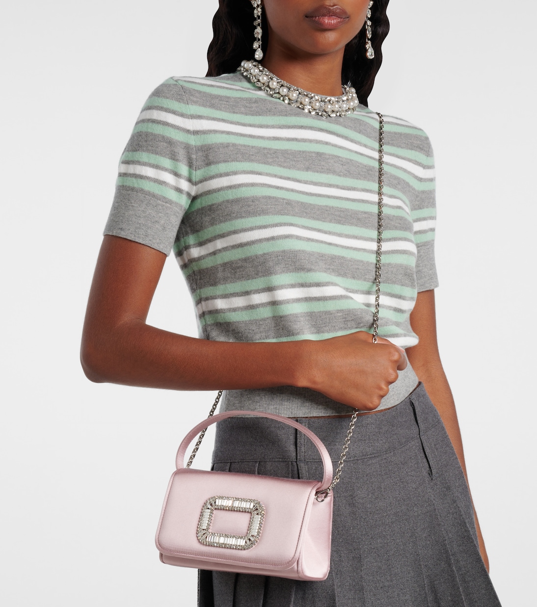 Pilgrim Micro embellished satin vanity bag | Roger Vivier