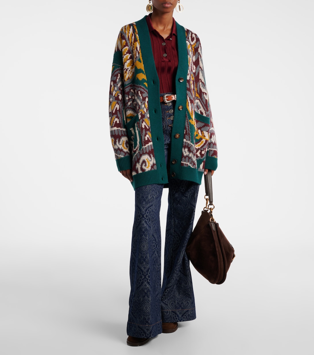 Jacquard wool-blend cardigan  | Etro