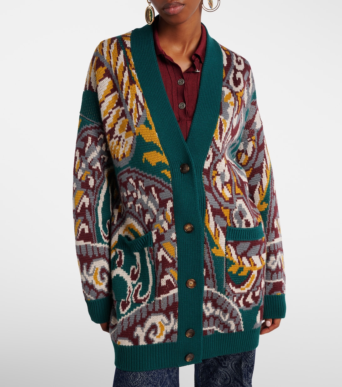 Jacquard wool-blend cardigan  | Etro