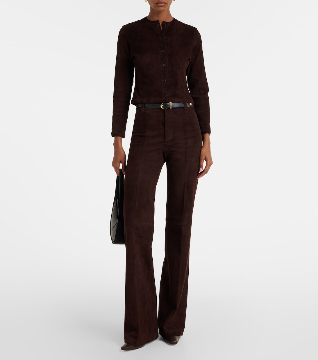 Pantalones anchos Lizzy de ante de tiro alto | Stouls