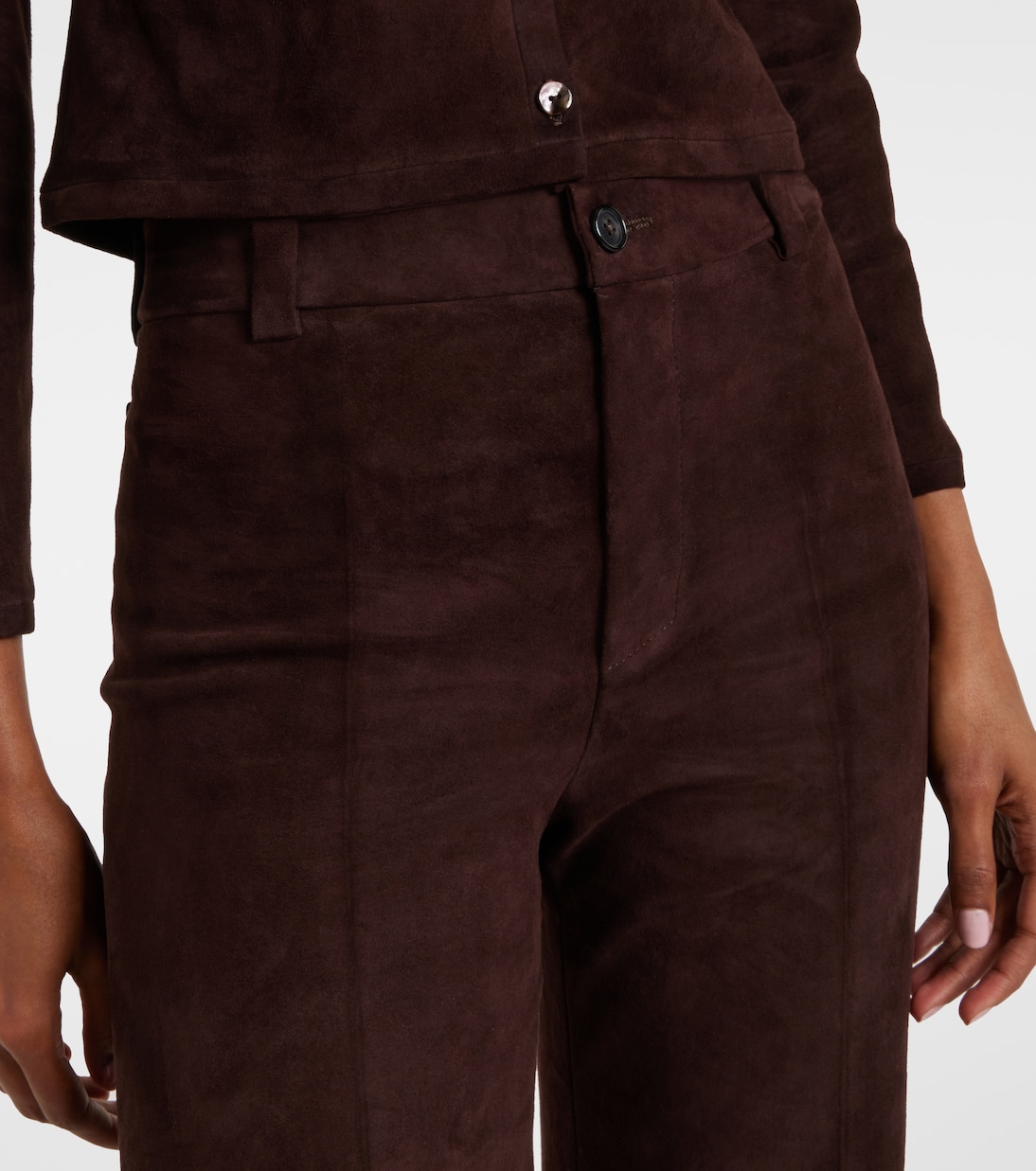 Pantalones anchos Lizzy de ante de tiro alto | Stouls