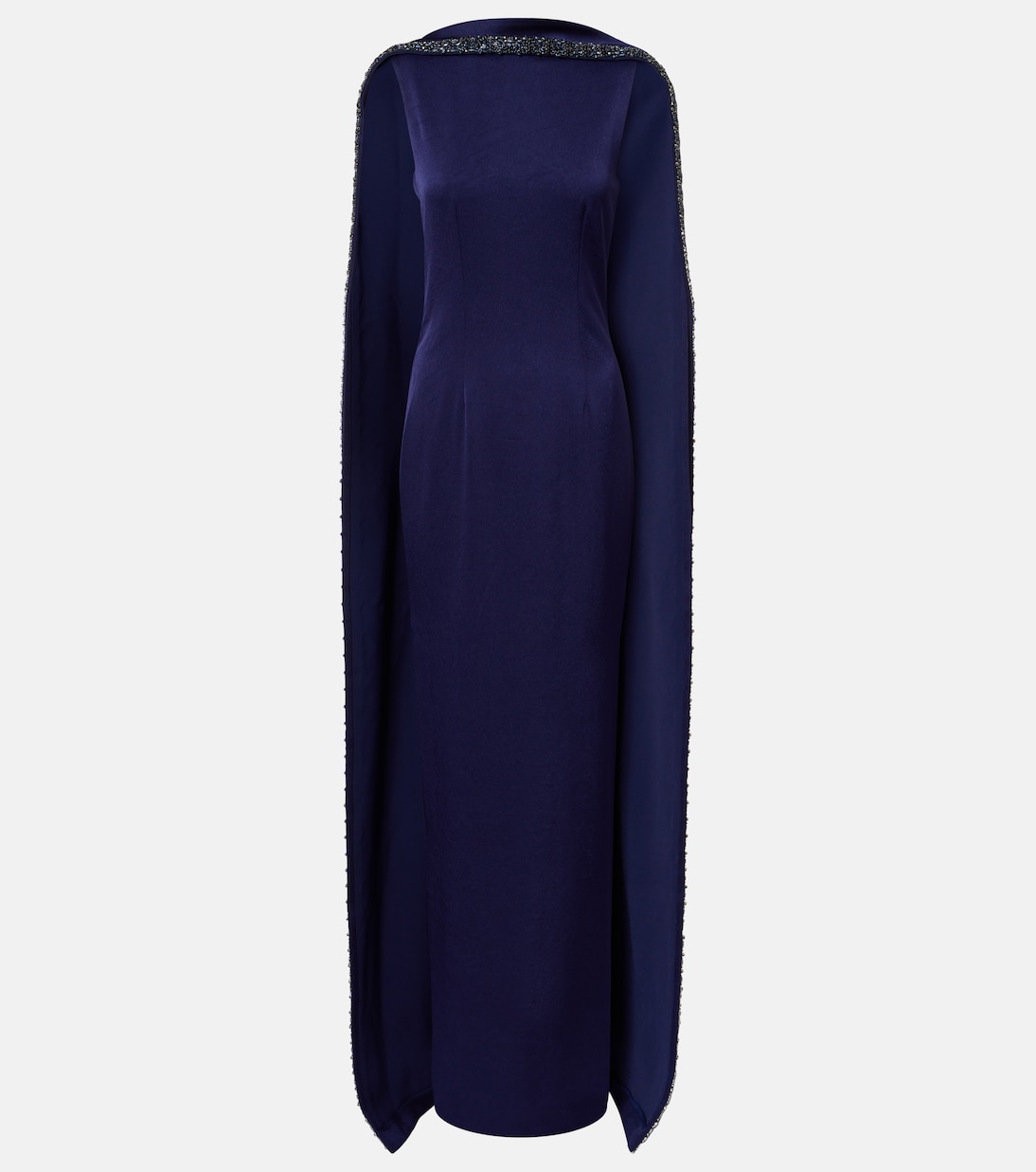 Embellished caped satin crêpe gown | Roland Mouret
