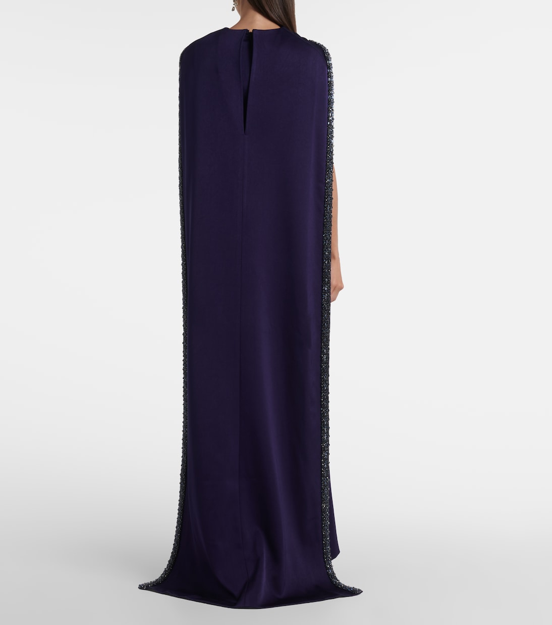 Embellished caped satin crêpe gown | Roland Mouret