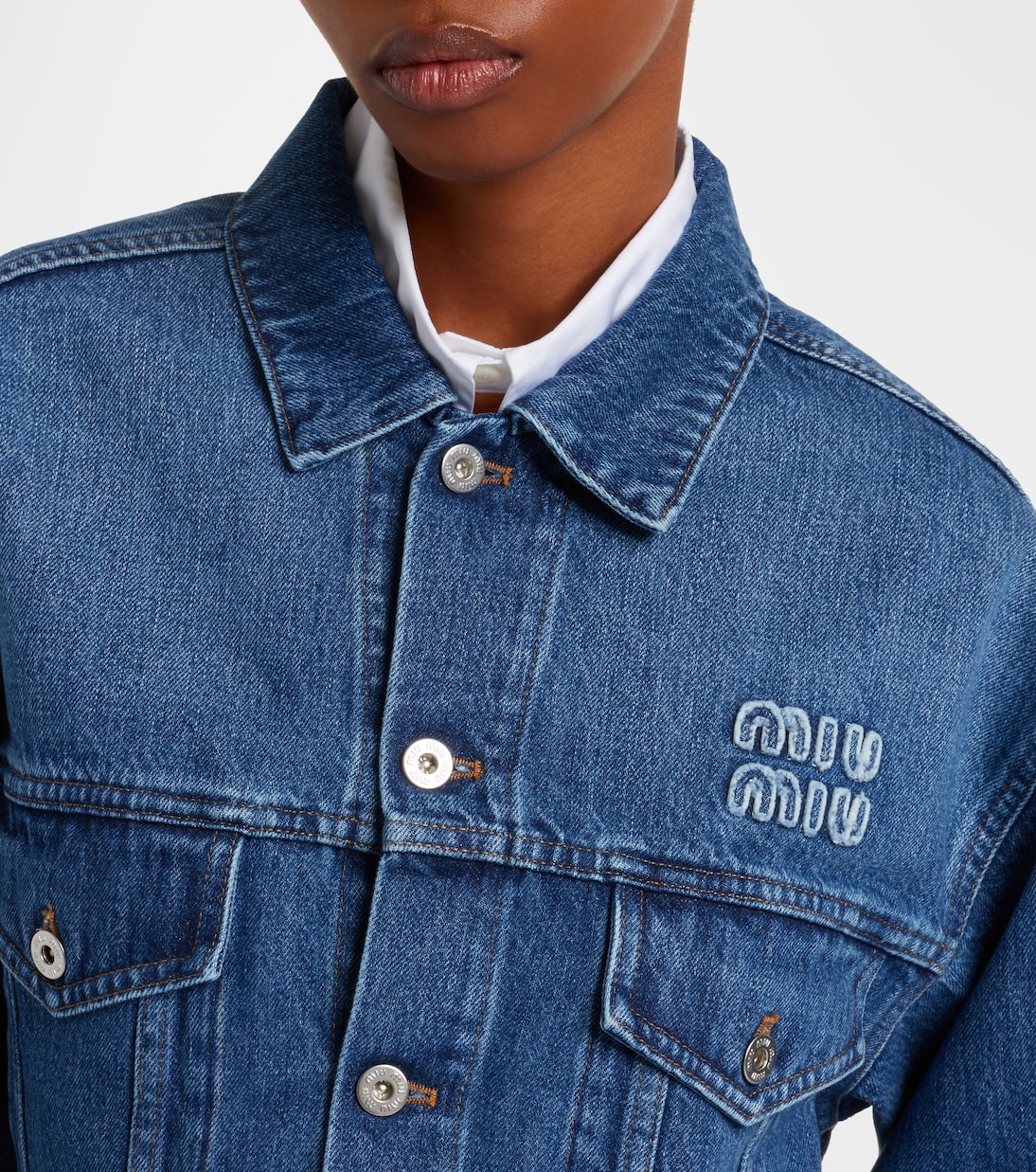 Cropped logo denim jacket | Miu Miu