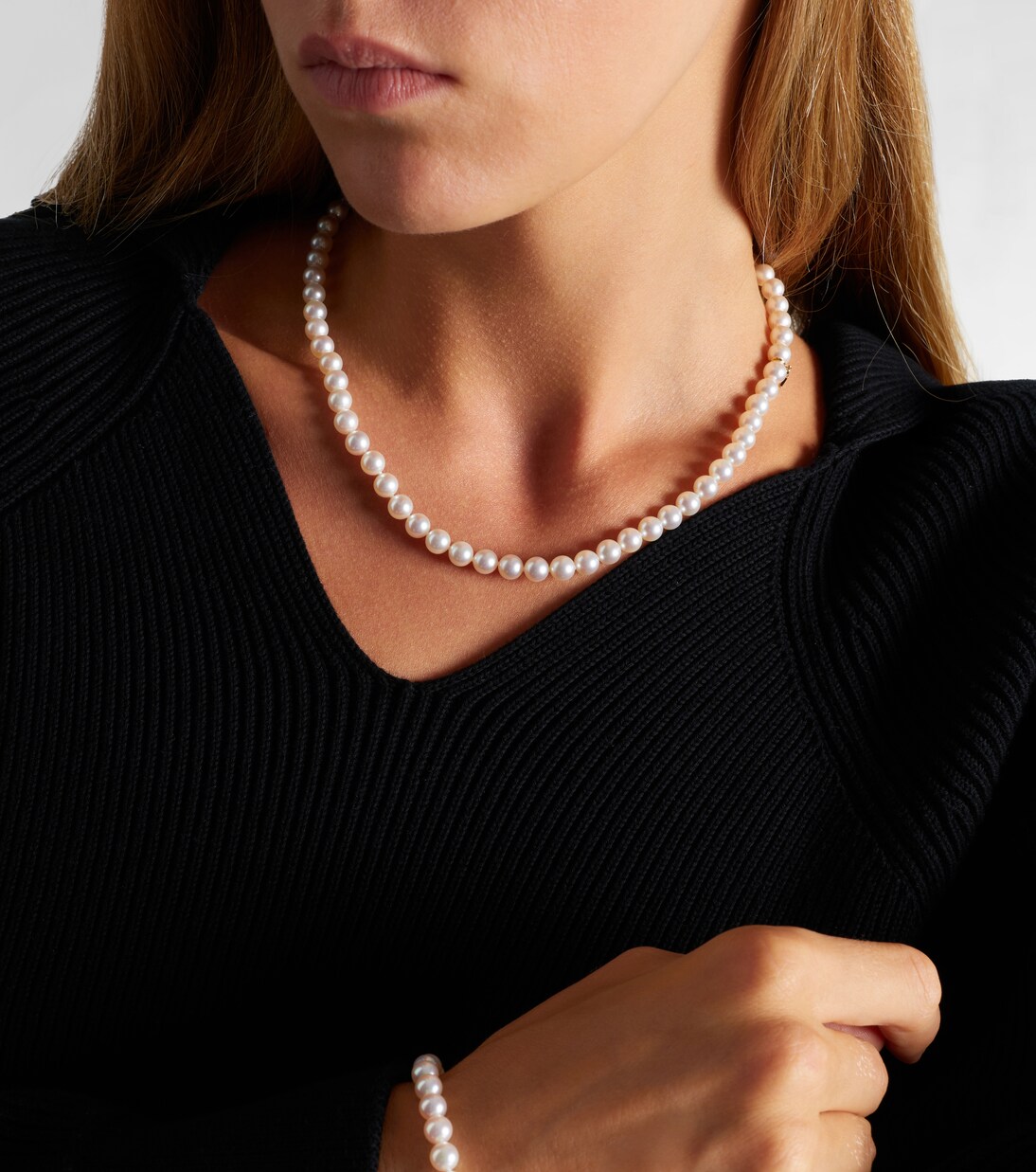 18kt gold necklace with pearls and diamonds | Mikimoto