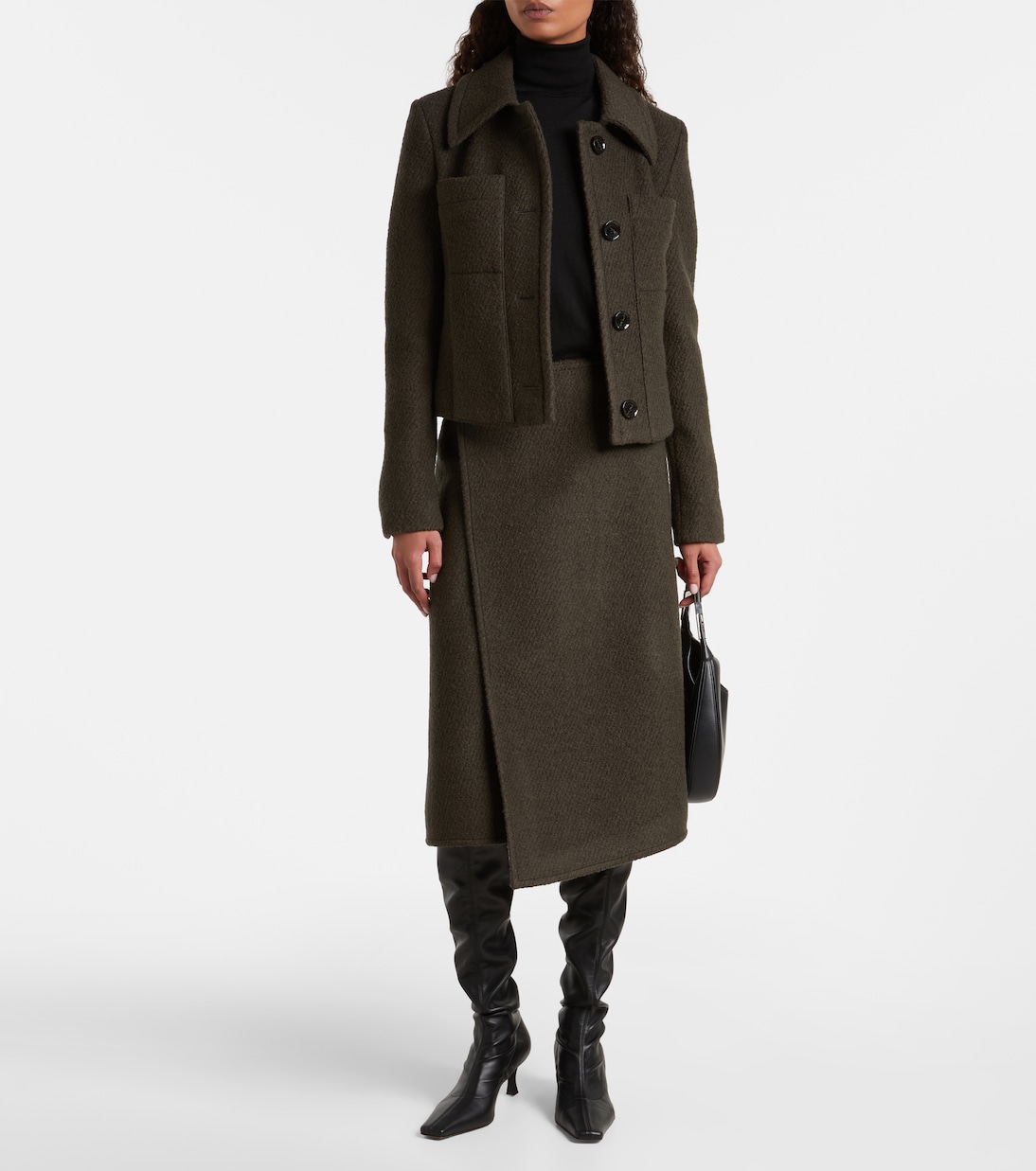 Falda  envolvente Bodhi de bouclé de sarga  | Proenza Schouler