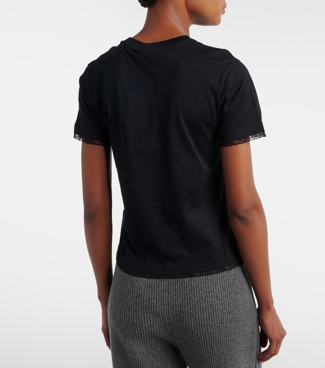 T-shirt brodé en coton et dentelle | Gucci