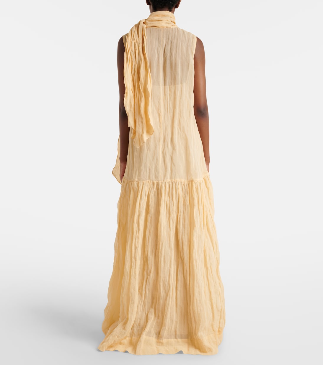 Vestido largo en mezcla de algodón con pañuelo | Plan C