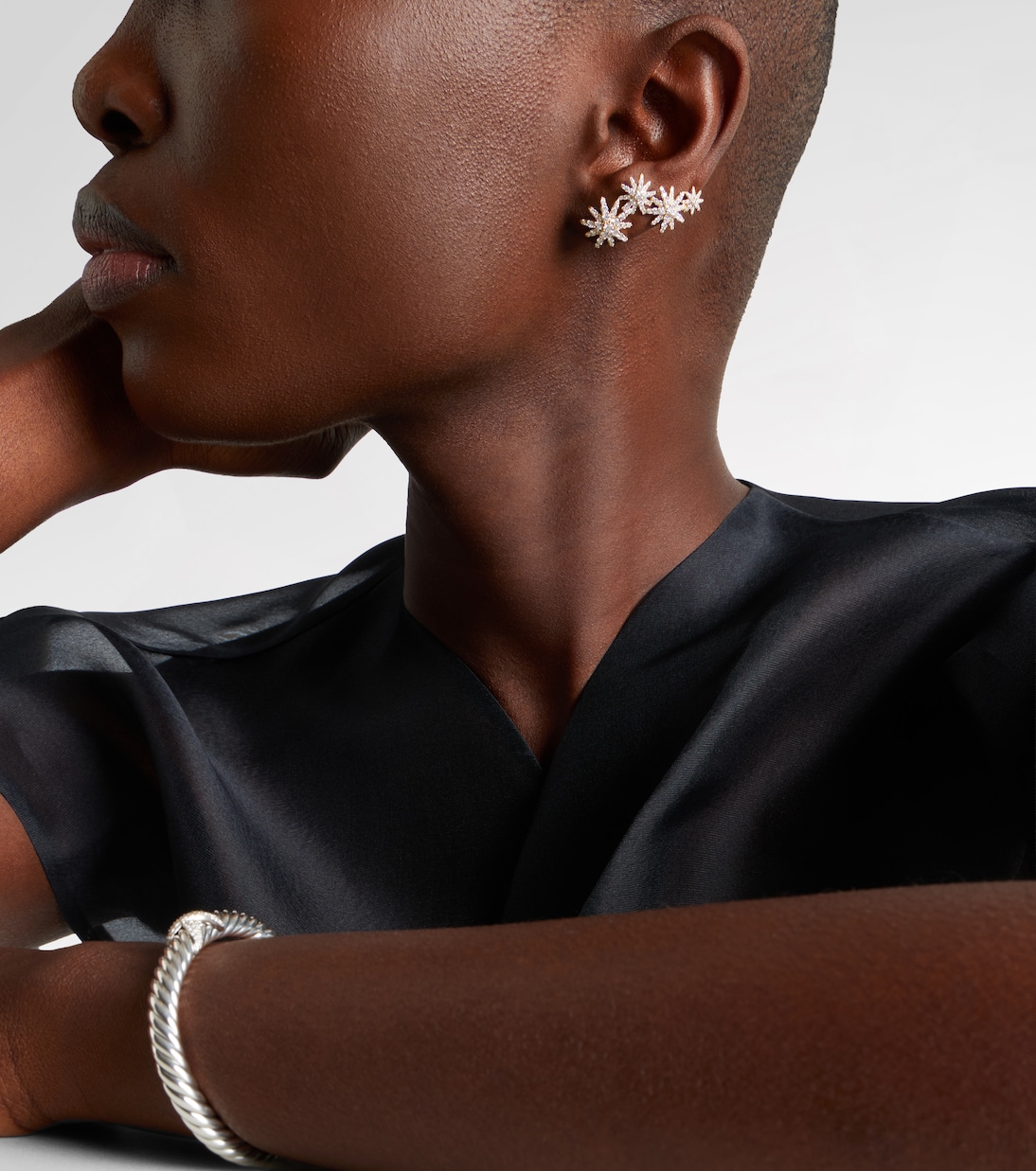 Starburst 18kt gold earrings with diamonds | David Yurman