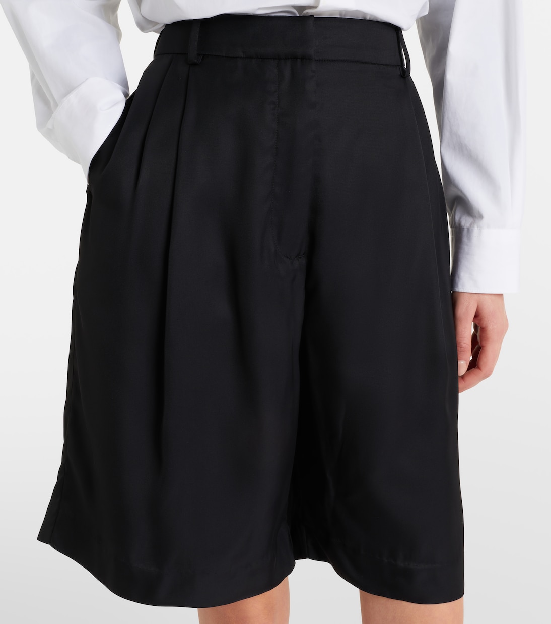 Marfa pleated twill Bermuda shorts | The Frankie Shop