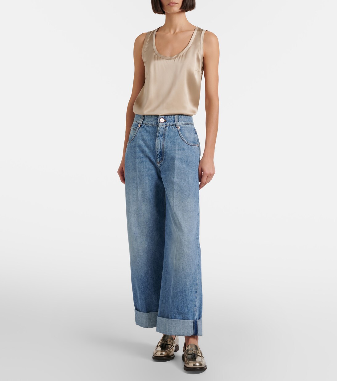 Logo wide-leg jeans | Brunello Cucinelli