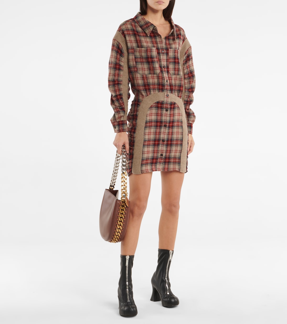 Robe chemise en laine à carreaux | Stella McCartney