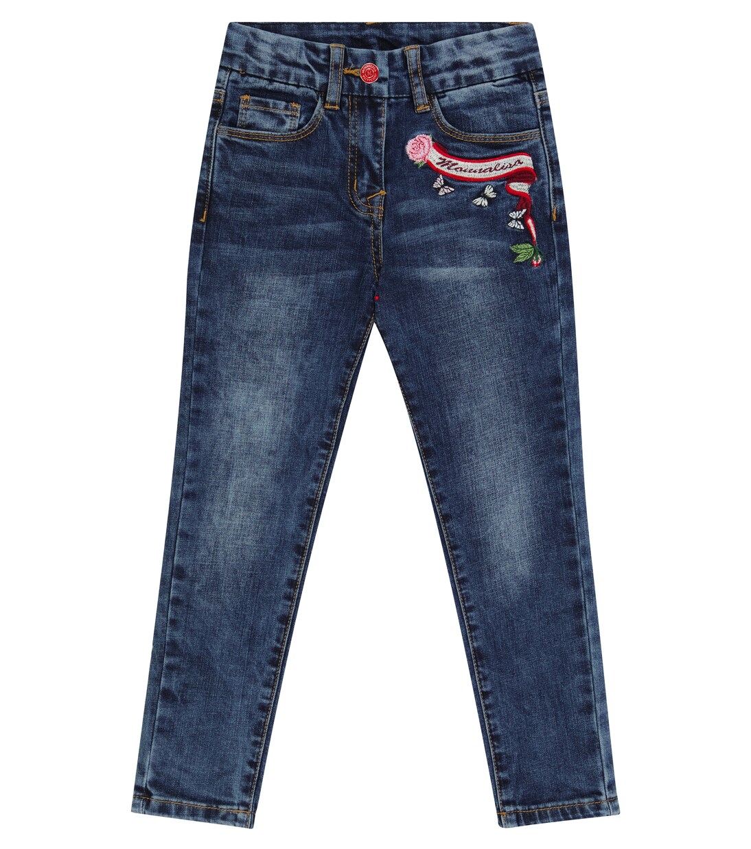 Jeans en mezcla de algodón de tiro alto | Monnalisa