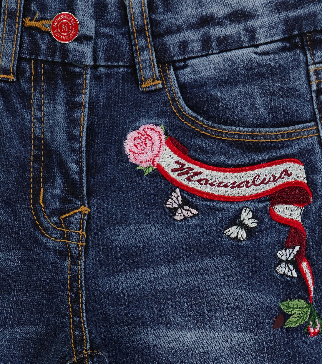 Jeans en mezcla de algodón de tiro alto | Monnalisa