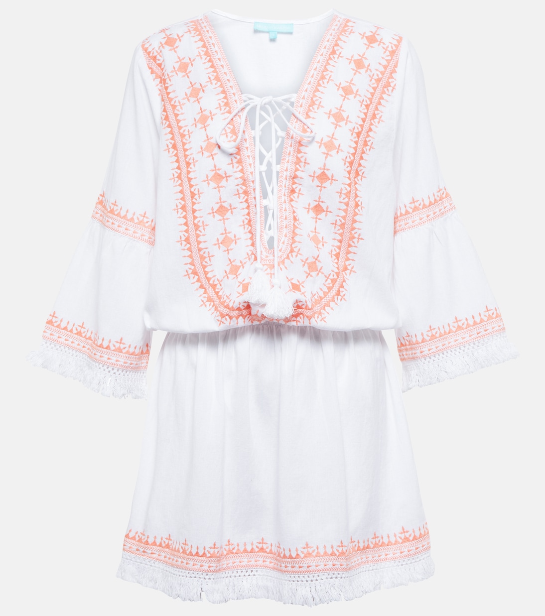 Martina cotton and linen embroidered minidress | Melissa Odabash