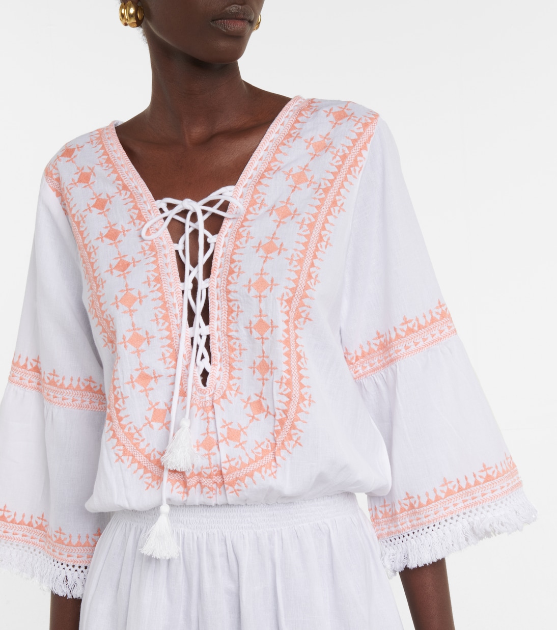 Martina cotton and linen embroidered minidress | Melissa Odabash