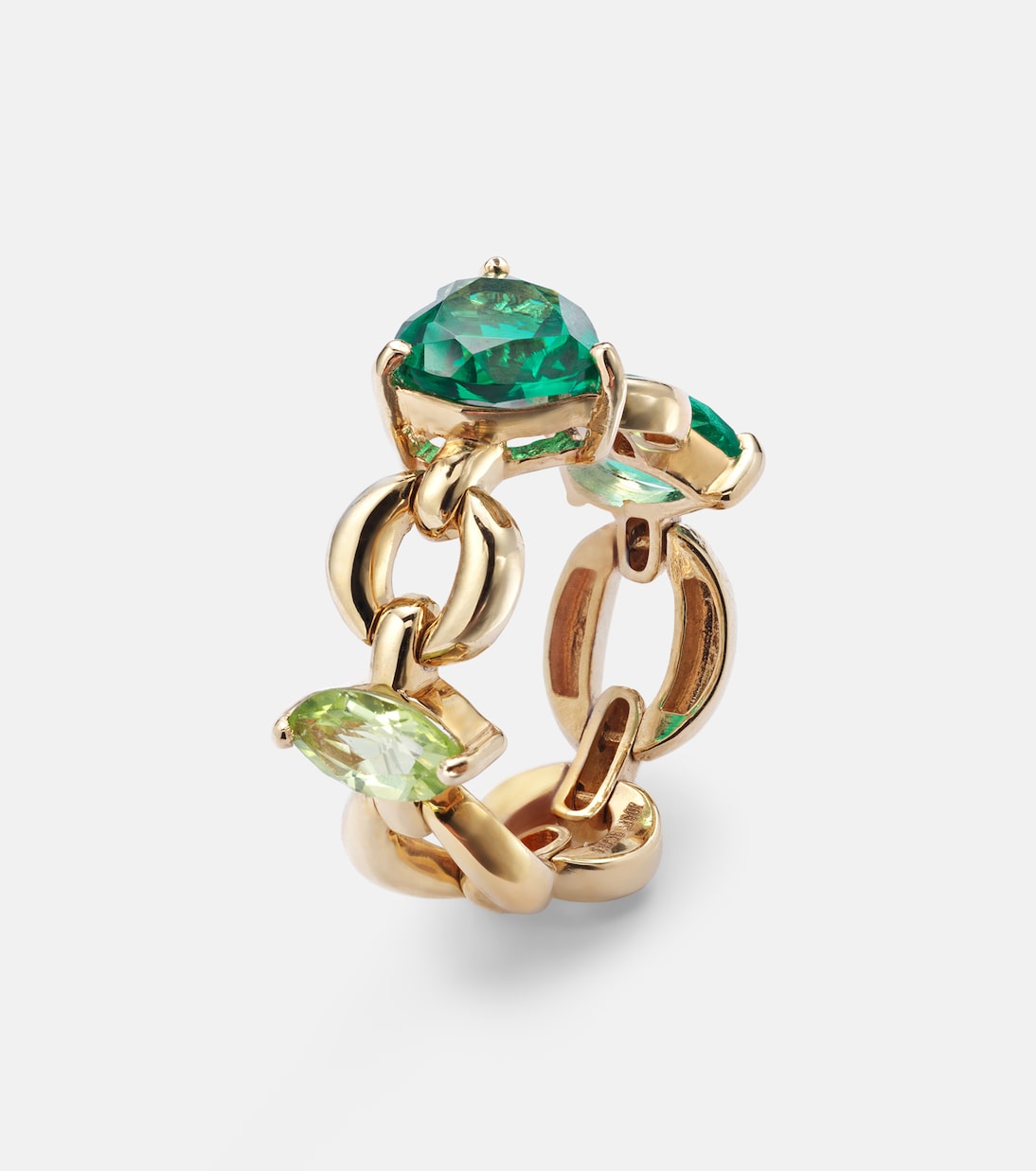 Ring Catena Petite aus 18kt Gelbgold mit Turmalin, Peridot und Smaragd | Nadine Aysoy