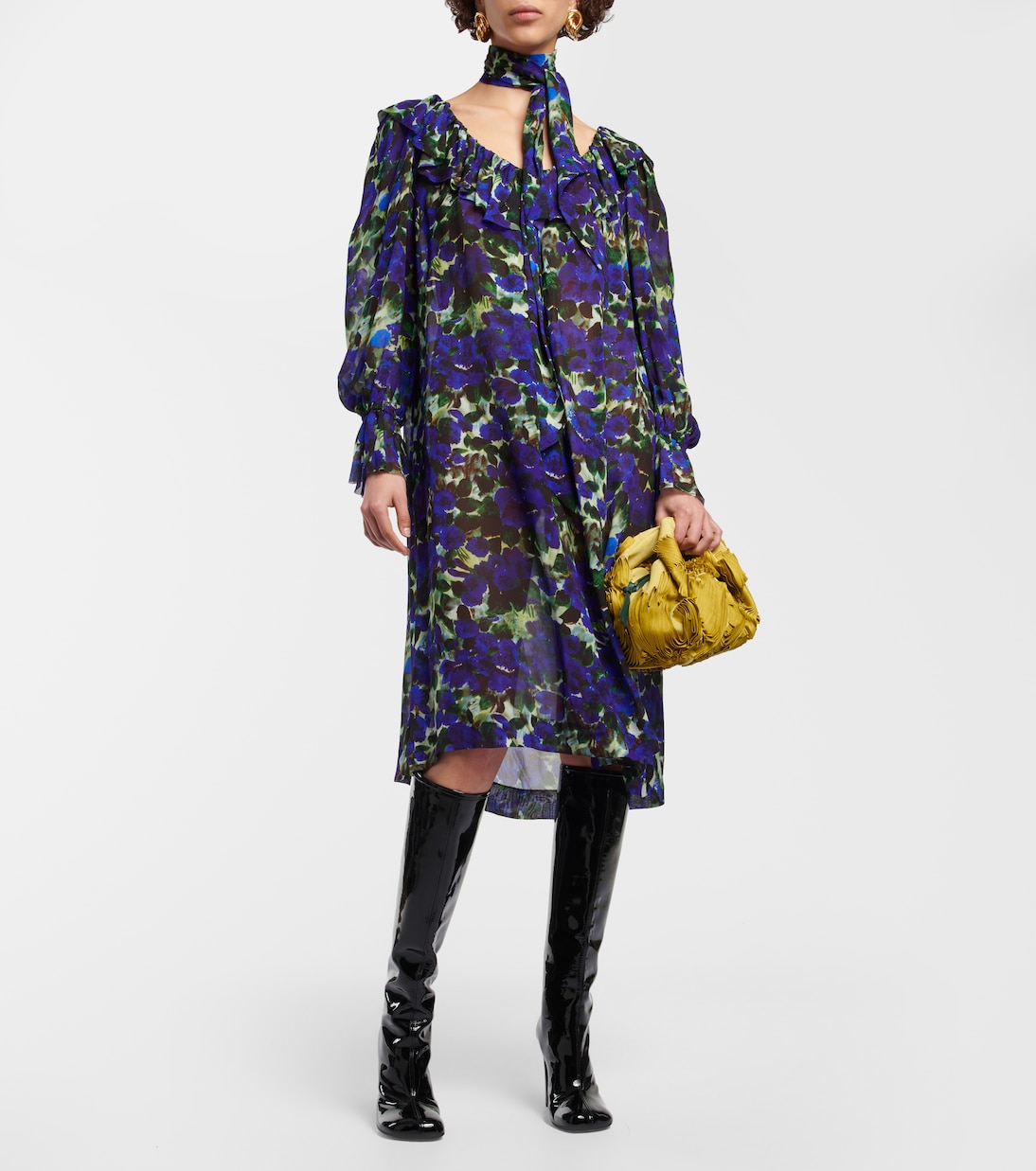 Printed crêpe midi dress | Dries Van Noten