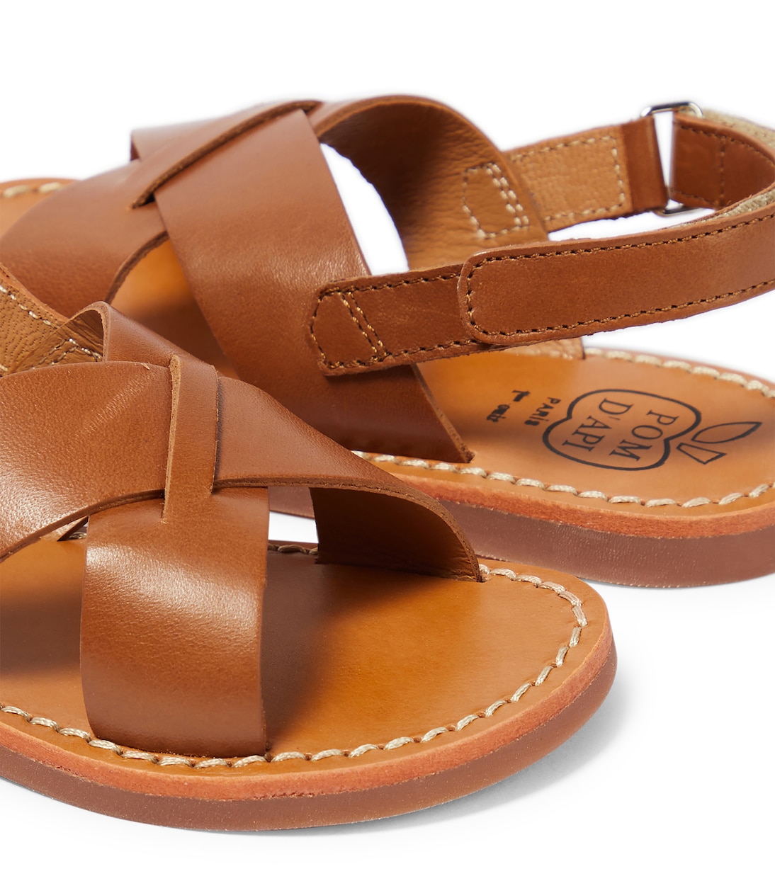 Sandalen Plage-Stitch Cross aus Leder | Pom d'Api