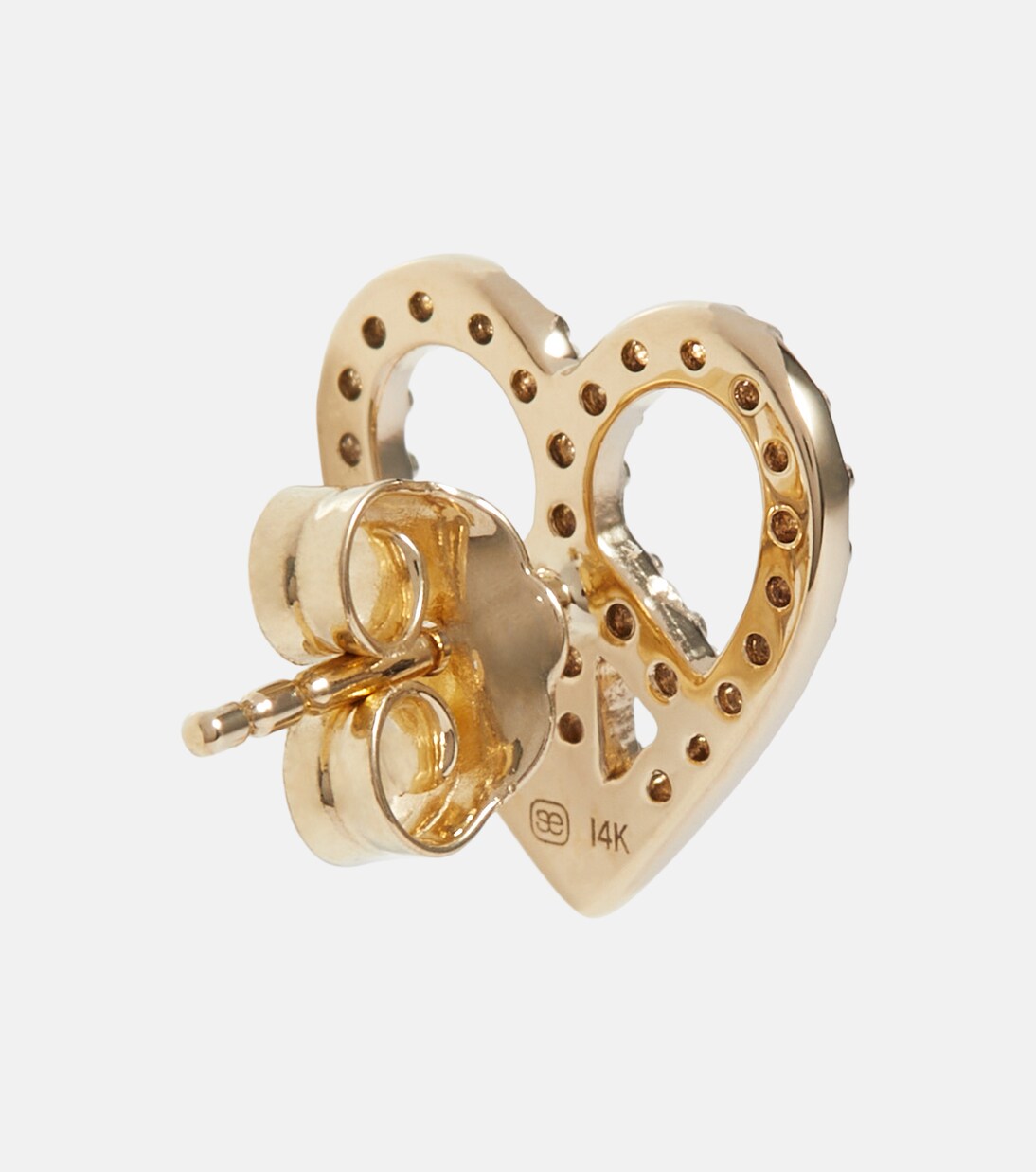 Orecchini in oro 14kt con cuore e diamanti, stile Sydney Evan per giovani trendy