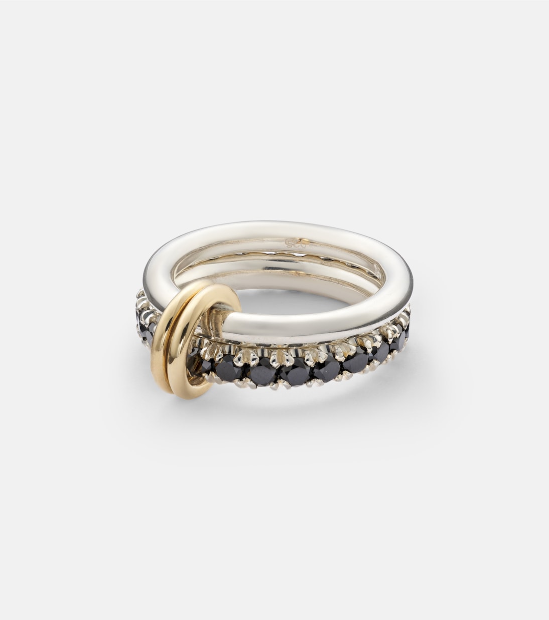 Bague Enzo SG Noir en argent sterling, or 18 ct et diamants noirs | Spinelli Kilcollin