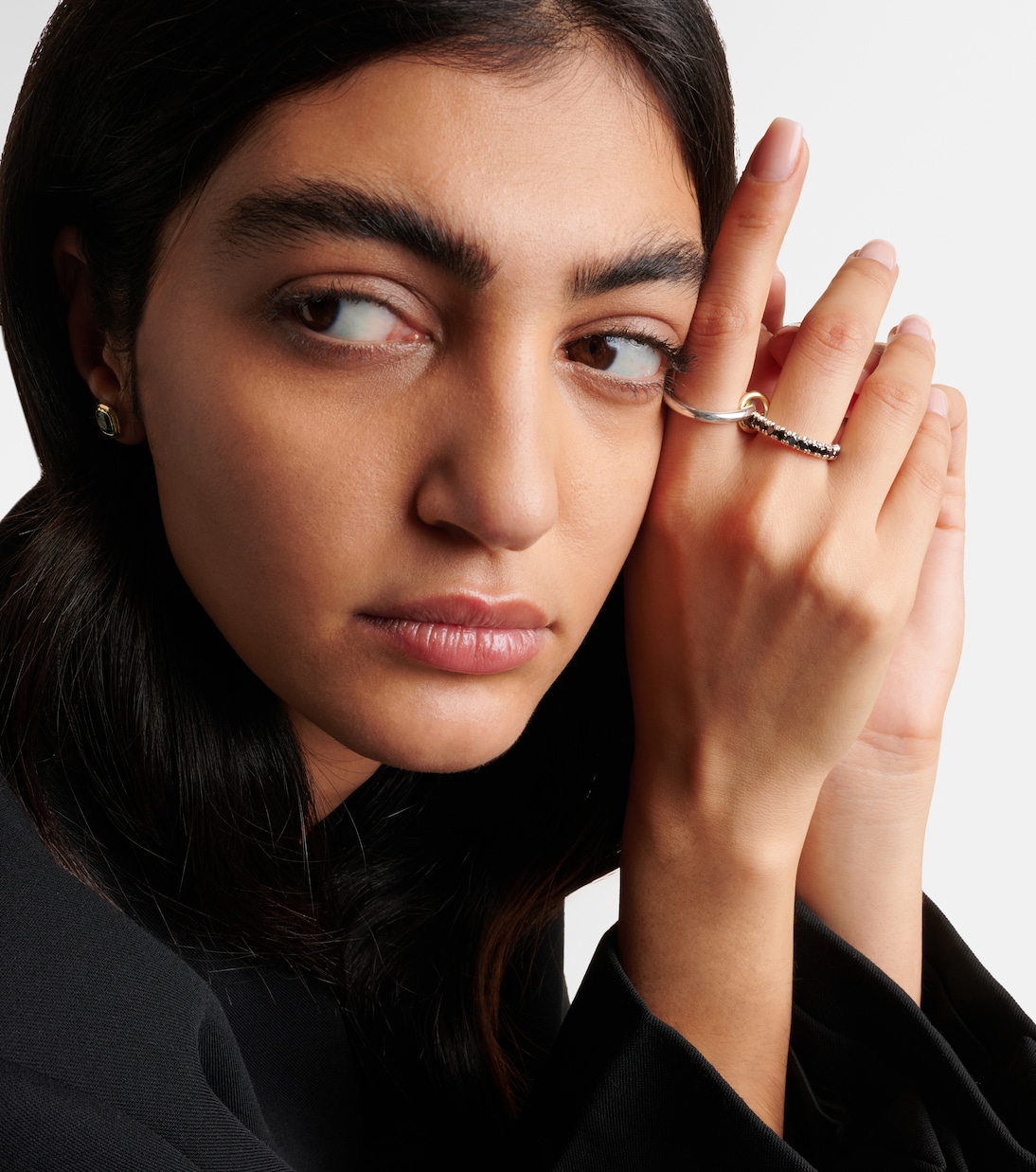Bague Enzo SG Noir en argent sterling, or 18 ct et diamants noirs | Spinelli Kilcollin