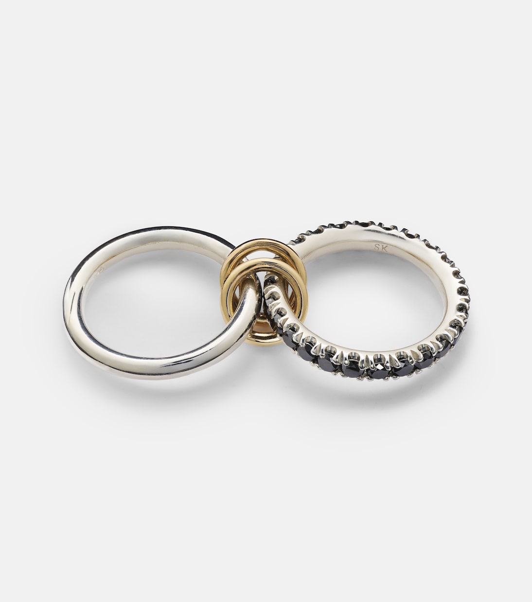 Bague Enzo SG Noir en argent sterling, or 18 ct et diamants noirs | Spinelli Kilcollin