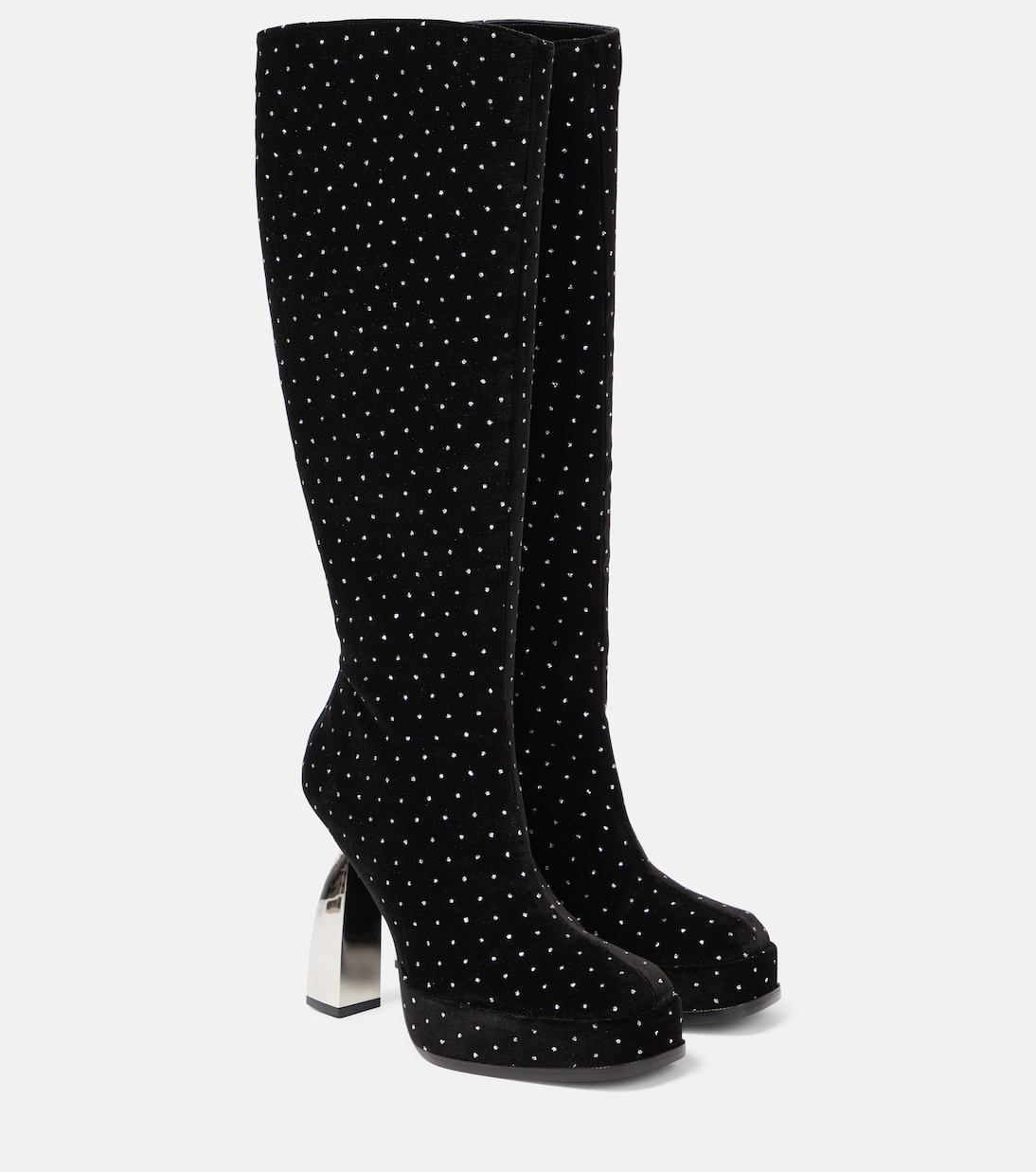 Angel S embellished velvet knee-high boots | Nodaleto