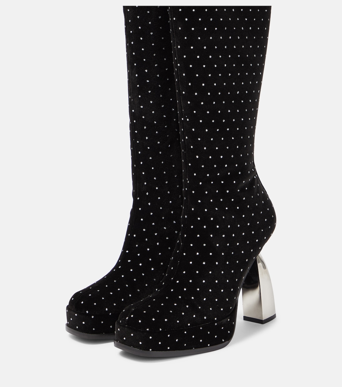 Angel S embellished velvet knee-high boots | Nodaleto