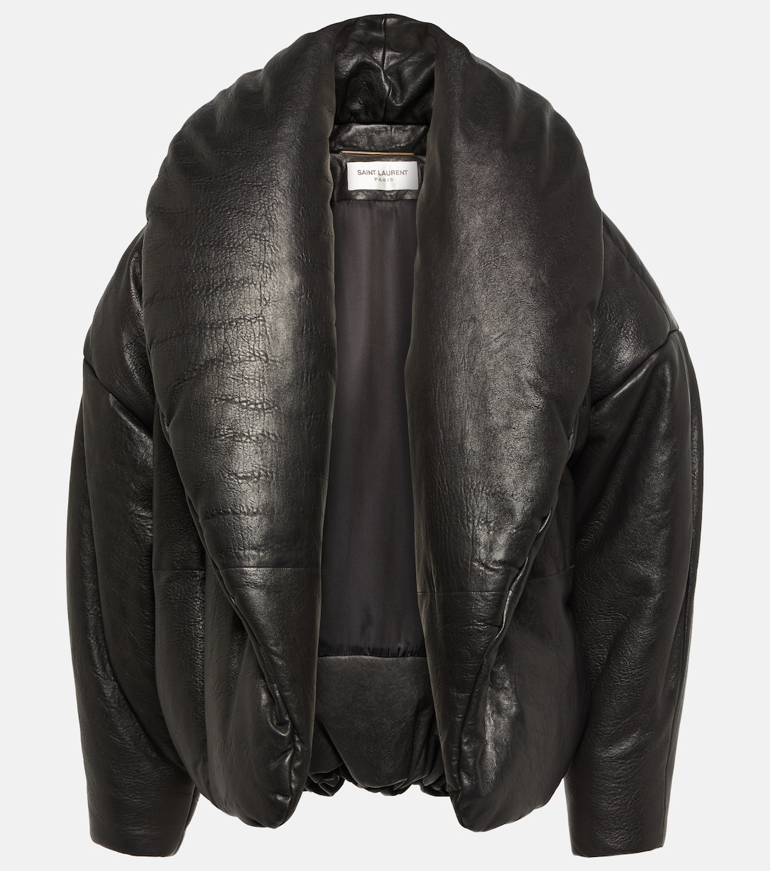 Cassandre leather puffer jacket in black Saint Laurent Mytheresa