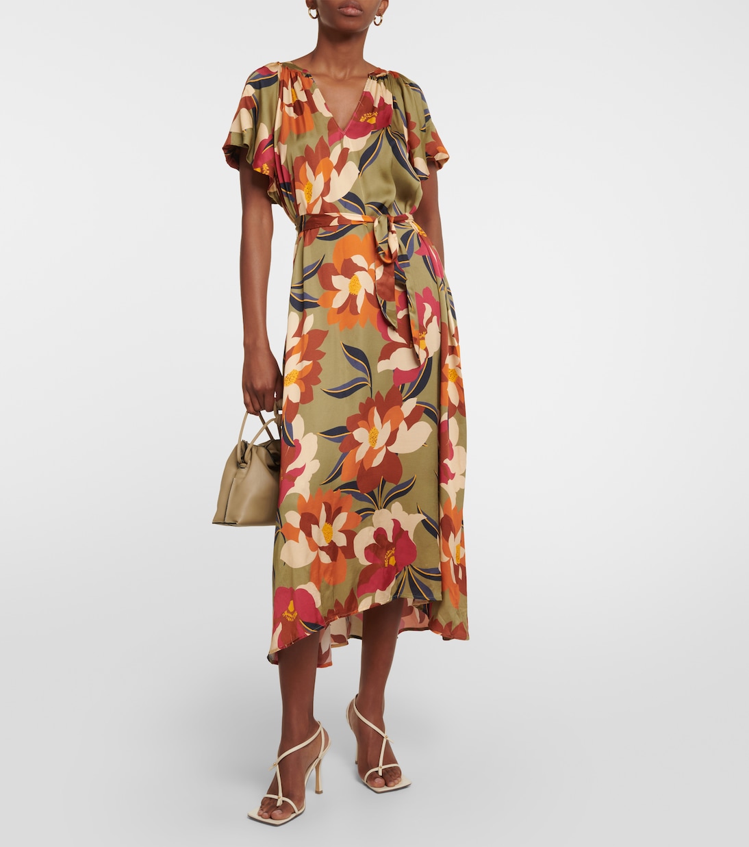 Francie printed satin midi dress | Velvet
