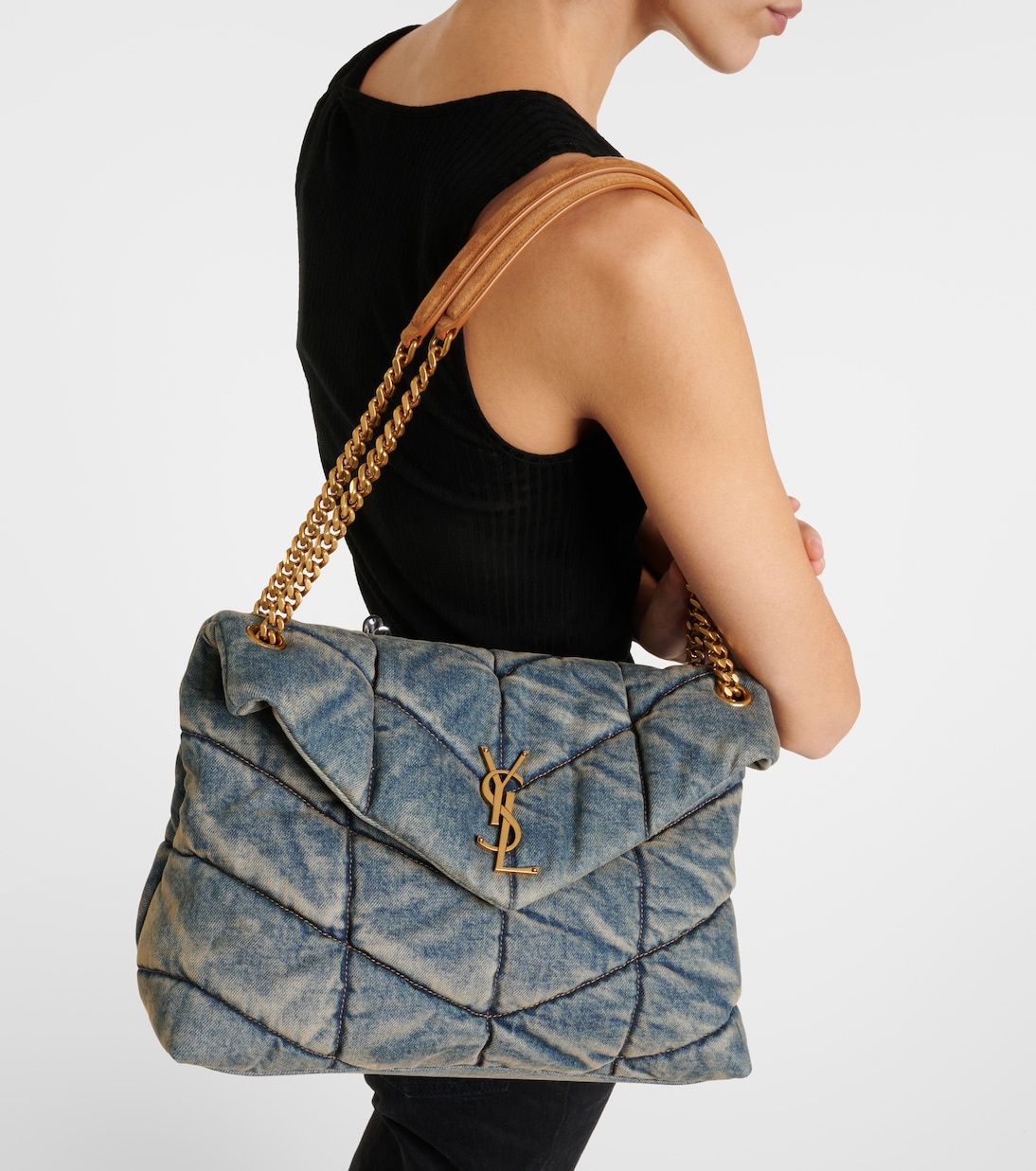 Sac Puffer Medium en jean | Saint Laurent