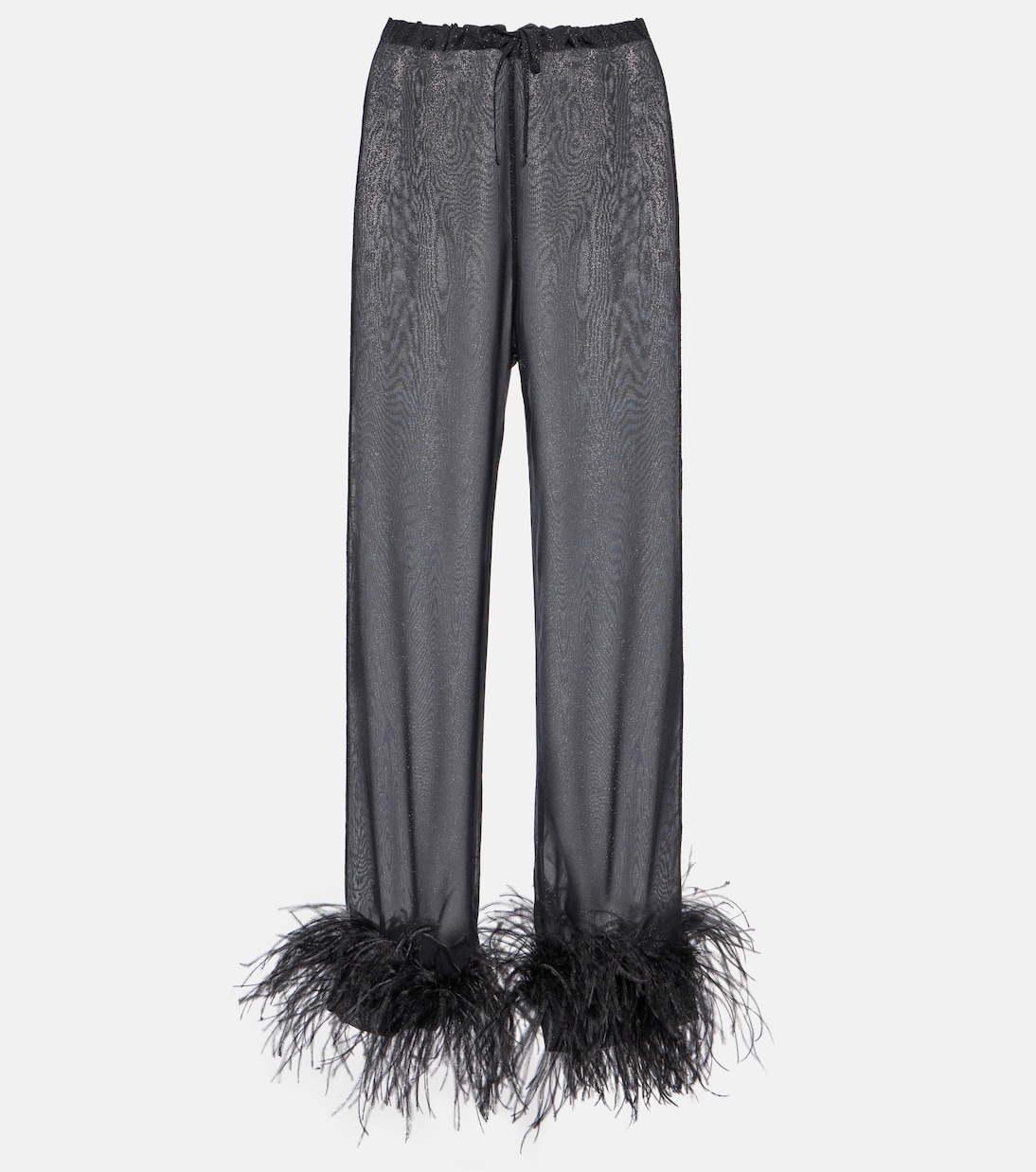 Plumage feather-trimmed wide-leg pants | Oséree