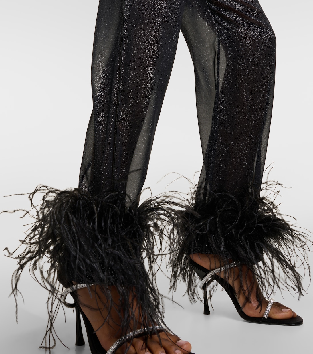 Plumage feather-trimmed wide-leg pants | Oséree