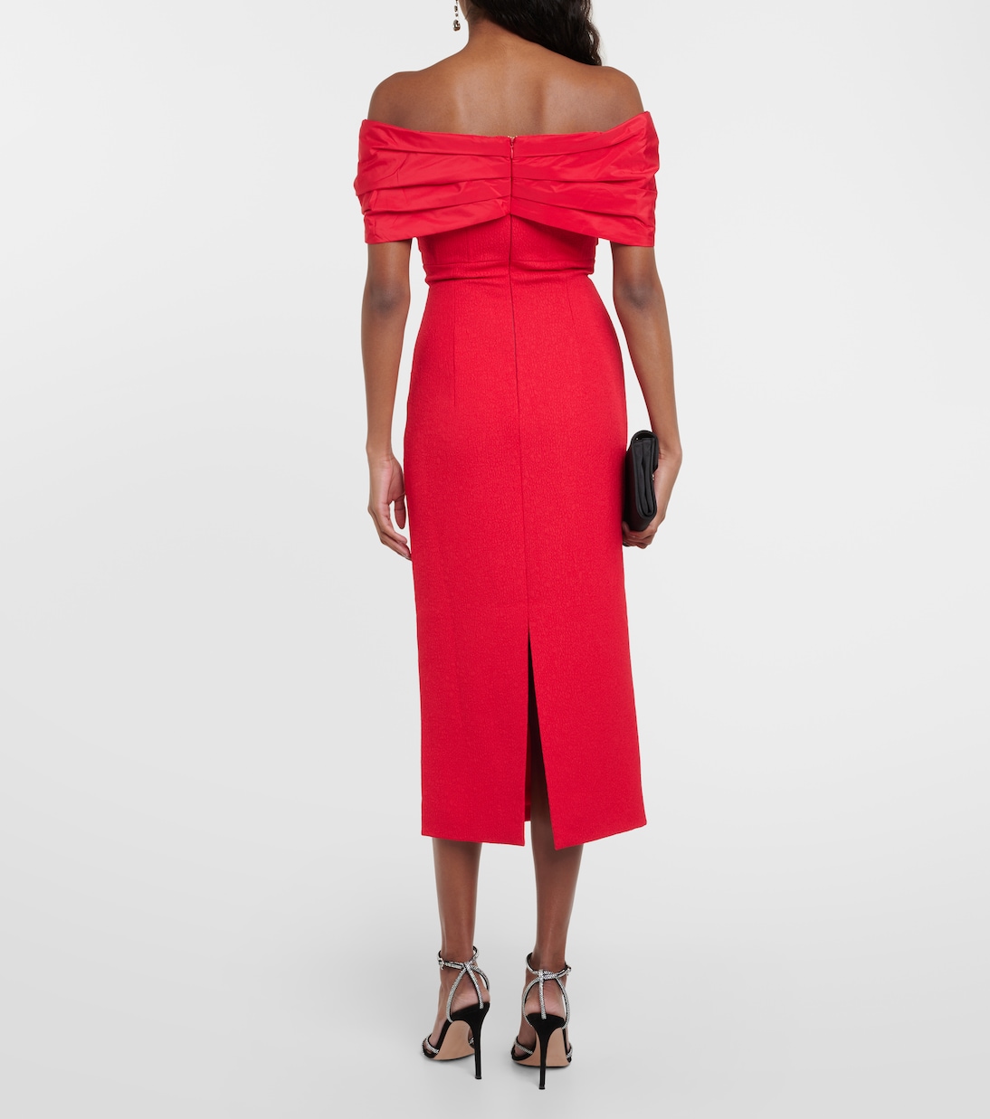 Chiara off-shoulder crêpe midi dress | Rebecca Vallance