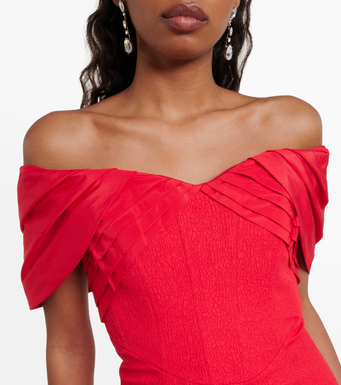 Chiara off-shoulder crêpe midi dress | Rebecca Vallance