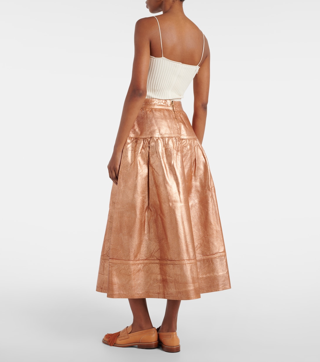 Astrid foiled denim midi skirt | Ulla Johnson