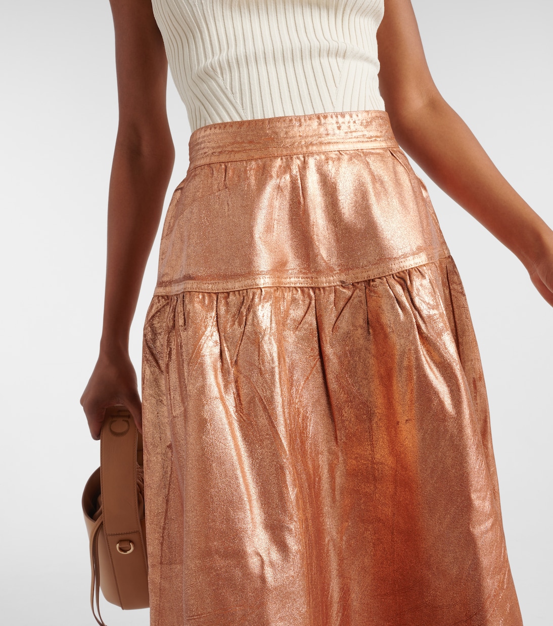 Astrid foiled denim midi skirt | Ulla Johnson