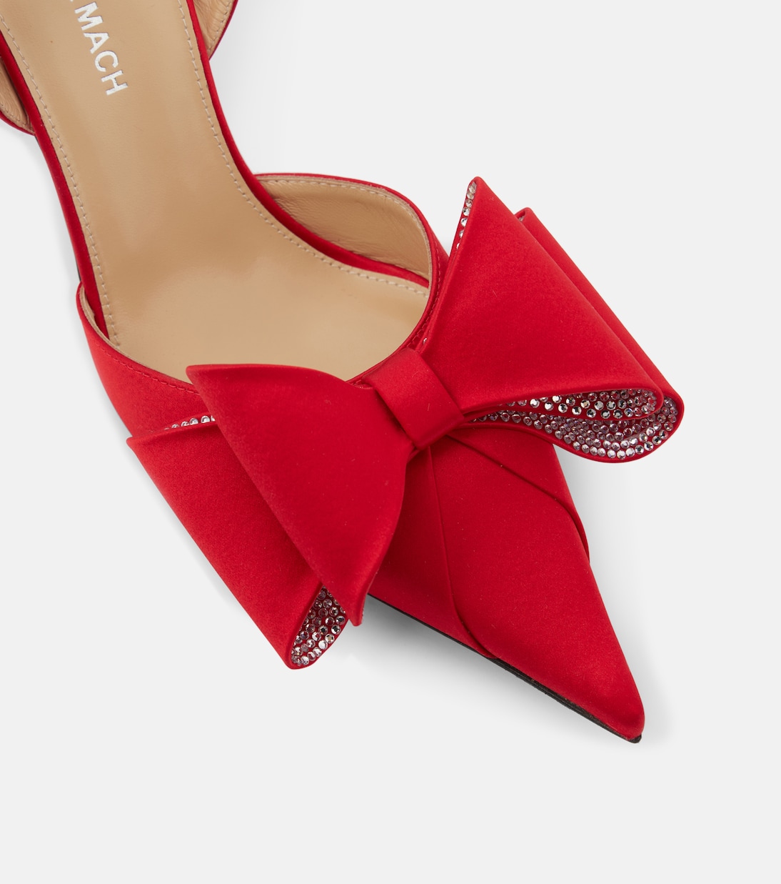 Red satin heels with bow online