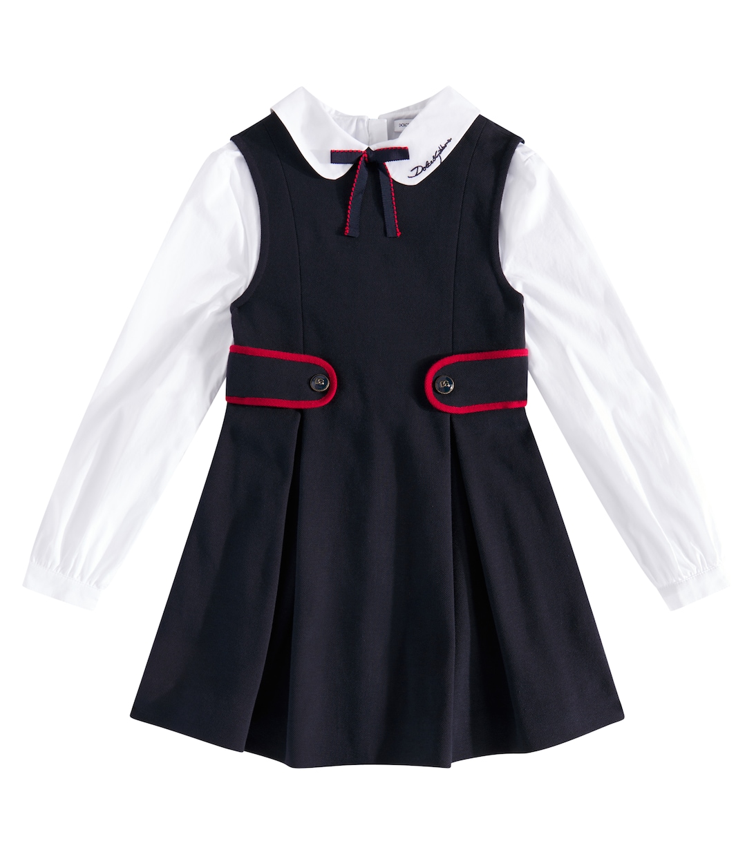 Abito in piqué e popeline di misto cotone | Dolce&Gabbana Kids