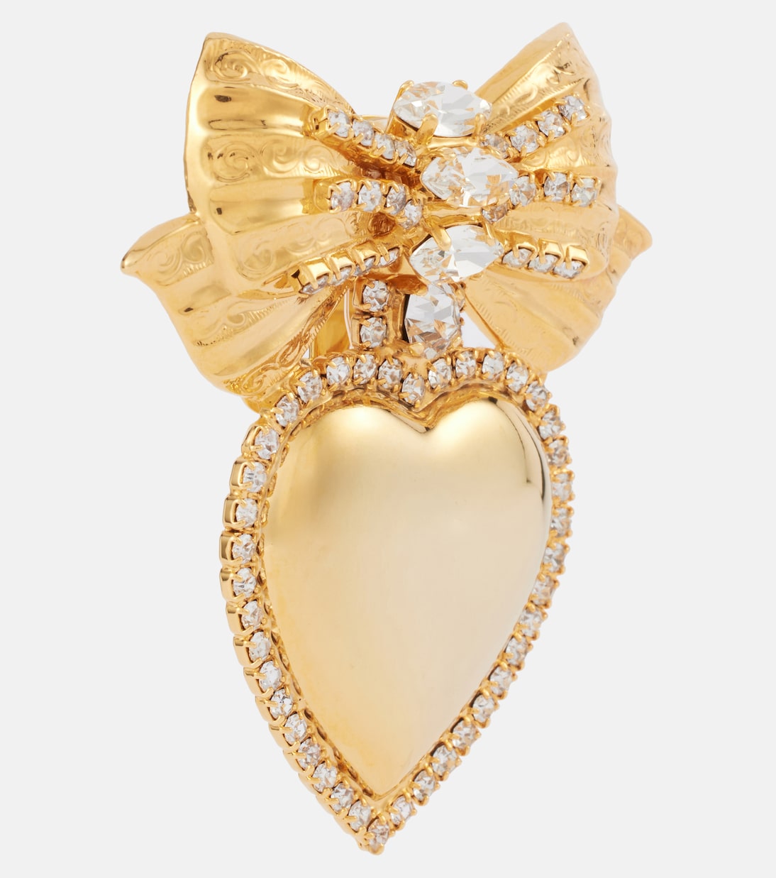 Boucles d’oreilles clip Heart à cristaux | Alessandra Rich