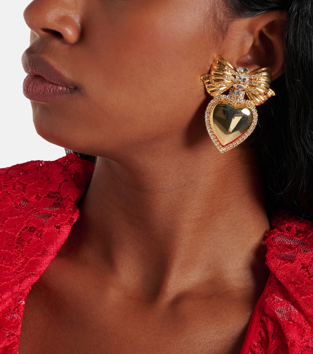 Boucles d’oreilles clip Heart à cristaux | Alessandra Rich