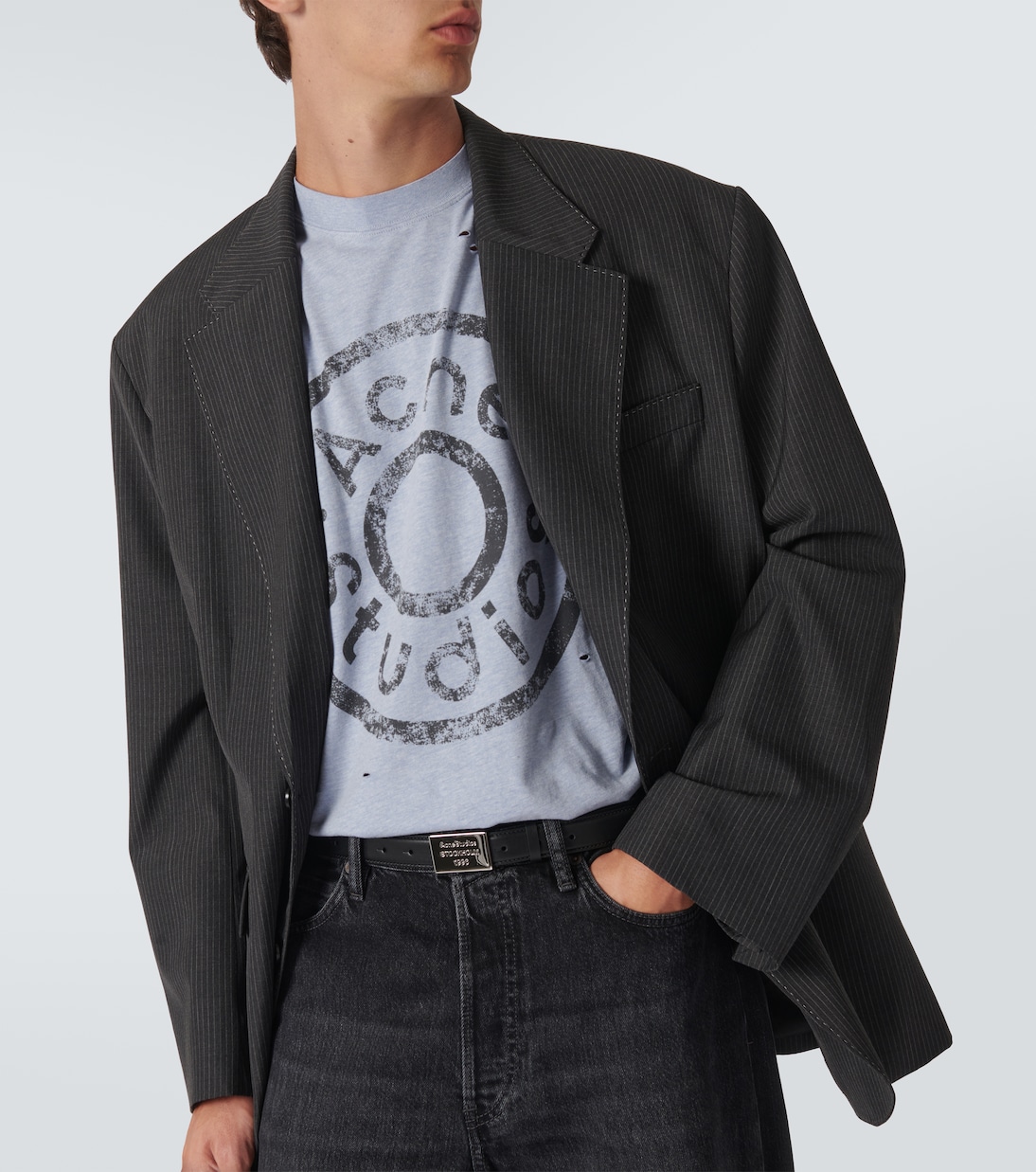 Logo engraved leather belt in black - Acne Studios | Mytheresa